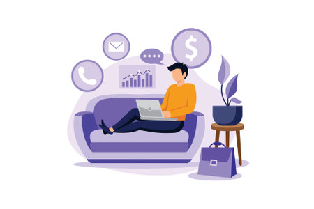 Work home office illustration exclusive design inspirationのイラスト素材