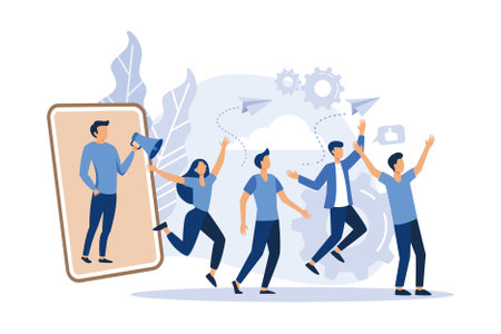 referral marketing concept, friends loyalty program, promotion method flat design modern illustrationのイラスト素材
