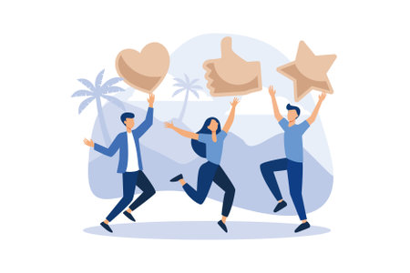 vector illustration, best performance, highest rating, vote, score five points. people leave...