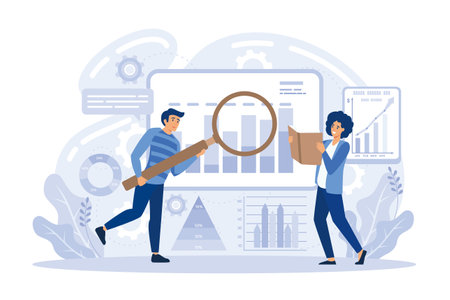 Business case study or marketing research, analyze product prototype or competitor, learning or search for strong and weakness concept,のイラスト素材