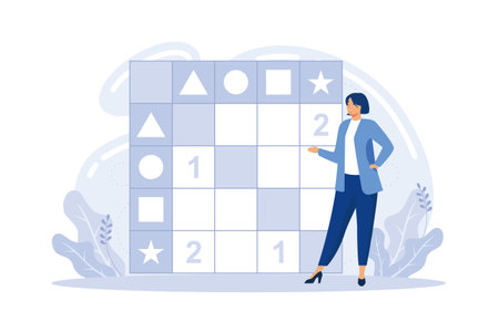 DSM Design structure matrix. Management of complex systems and projects. Optimization of work processes. Time planning organization and control flat vector modern illustrationのイラスト素材