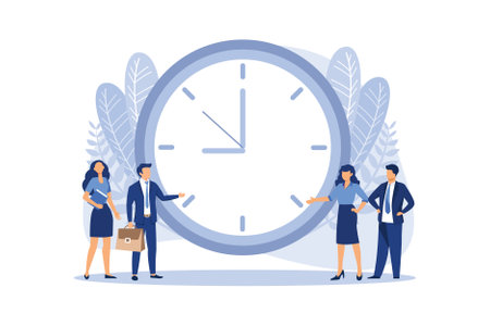 alarm clock rings on white background, concept of work time management, quick reaction awakening vector flat modern design illustrationのイラスト素材