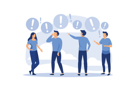 people communication in search of ideas, problem solving, use in web projects and applications vector flat modern design illustrationのイラスト素材