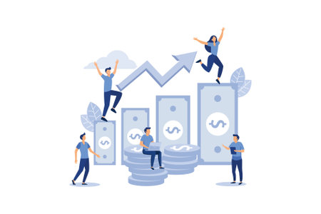 investment management, the company is engaged in the joint construction and the cultivation of cash profits, career growth to success, flat color icons, business analysis flat modern design illustrationのイラスト素材