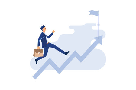 Running towards the goal. Business vector illustrationのイラスト素材