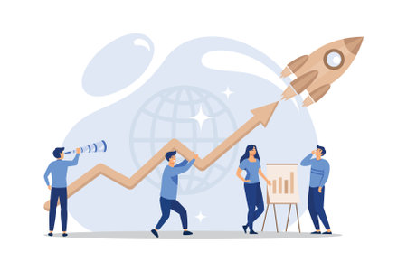 people characters are thinking over an idea. prepare a business project start up. rise of the career...