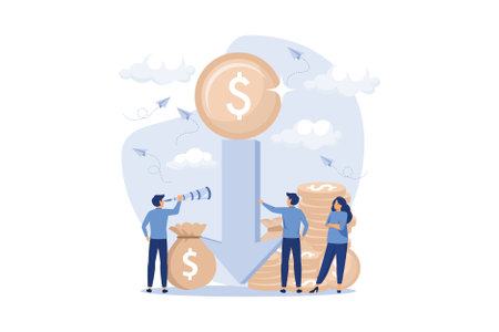 economic downturn, profit and loss, business and finance, crisis. flat design modern illustrationのイラスト素材