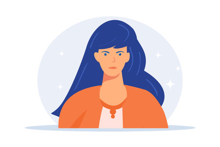 Young woman passport photo. Worker ID, driver licence, employee badge design element. Social media avatar idea. Female character icon on white background. flat vector modern illustrationのイラスト素材
