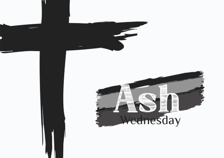 Ash Wednesday Poster Or Banner Background, flat vector modern illustrationのイラスト素材