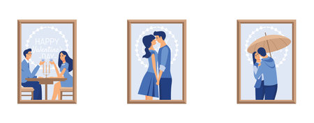 holiday Valentine's Day, February 14 Valentine's Day couples, set couple in love, set flat vector modern illustrationのイラスト素材