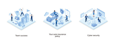Success concept banner, Man Character Signing Car Insurance Policy Form, Personal Information and...