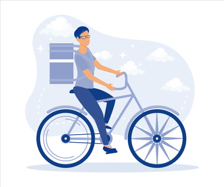 Online delivery service concept, online order tracking, delivery home and office. Warehouse, truck, scooter and bicycle courier, delivery man in respiratory mask.flat vector modern illustrationのイラスト素材