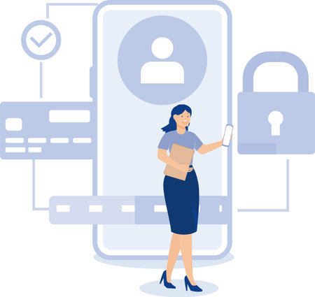 Cloud computing network safety abstract concept,cyber security software,flat vector modern illustrationのイラスト素材