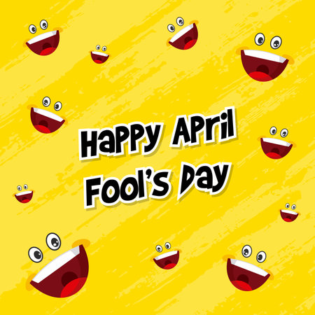 April fool's day, Typography, Colorful, Creative. Illustration of laugh. flat vector background illustrationのイラスト素材