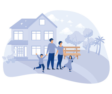 Private and commercial property market concept, family house, property value, flat vector modern illustrationのイラスト素材