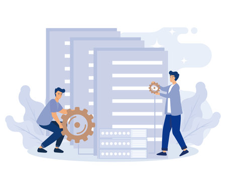 Database storage concept, programming language, data science tools, flat vector modern illustrationのイラスト素材