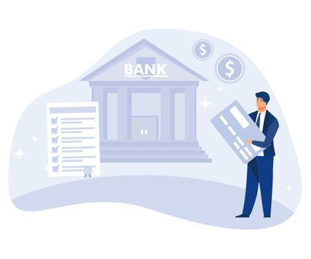 Financial software concept, banking operations, check out transaction, flat vector modern illustrationのイラスト素材