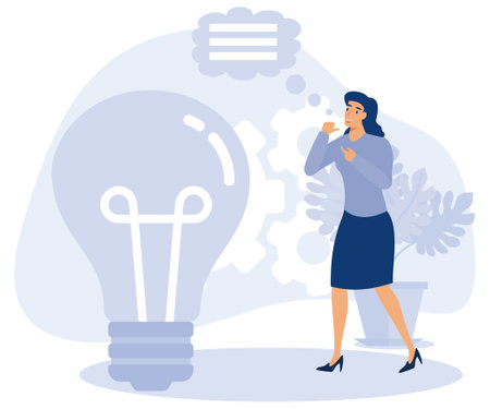 Personal and professional growth concept, thinking and imagination, motivation and inspiration, flat vector modern illustrationのイラスト素材