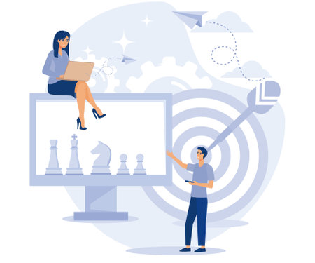Business strategy concept. Chess game. Chess pieces. Flat vector modern illustration.のイラスト素材