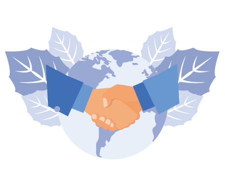 hands of different nationalities, the conclusion of the contract, the successful partnership and cooperation, flat vector modern illustrationのイラスト素材