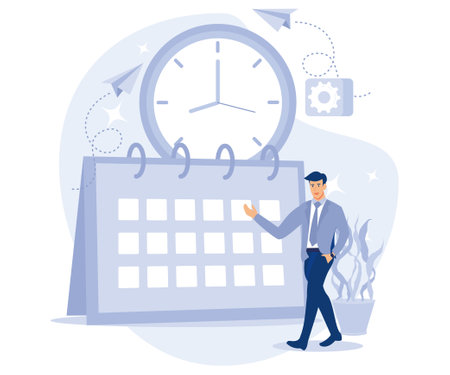 IT project delivery concept, Agile project management, planning and deadline, software development, scrum workflow, problem solving, flat vector modern illustrationのイラスト素材