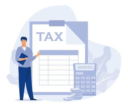 Corporate profit concept, Financial management system, net income calculating, KPI success measurement, company growth, budget planning, flat vector modern illustrationのイラスト素材