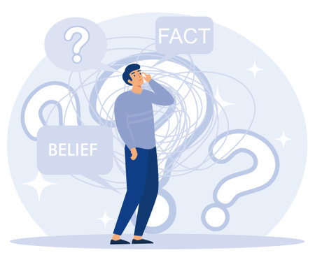Mental state concept, Focus on success, confusion, cognitive dissonance, business goal, mental discomfort, missing out, decision making, flat vector modern illustrationのイラスト素材