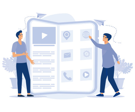 Modern electronics concept, Foldable smartphone, modular electronics, phone design, flexible display, flat vector modern illustrationのイラスト素材