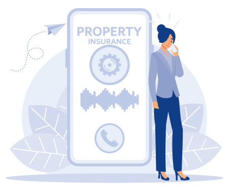 Insurance services, claiming property insurance coverage, flat vector modern illustrationのイラスト素材