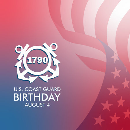 United States Coast Guard birthday. August 4. Design with american flag and patriotic stars, modern background vector illustrationのイラスト素材