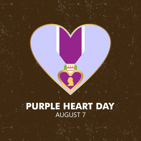 happy Purple Heart Appreciation Day, modern background vector illustration for background, banner, card, poster with text inscriptionのイラスト素材