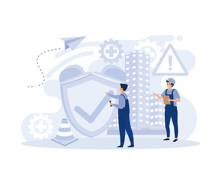 Working environment concept, Quality work, workplace safety, occupational health, injury prevention, flat vector modern illustrationのイラスト素材