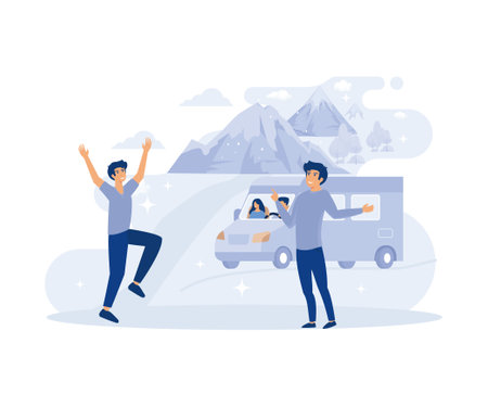 School environment concept, Socialization of pupils, student club, field trip, social interaction. flat vector modern illustrationのイラスト素材