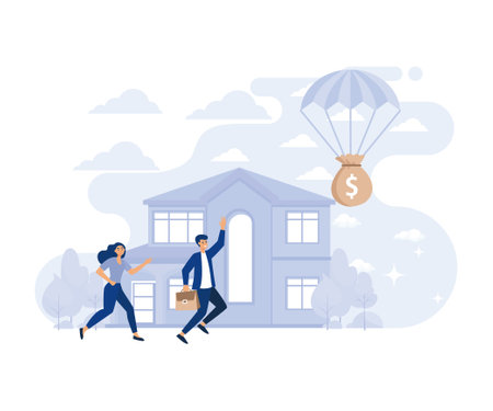 Coronavirus stimulus package plan. Mortgage relief program. Flat vector modern illustrationのイラスト素材