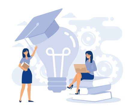 Successful career path concept, professional development of teachers, job responsibility, flat vector modern illustrationのイラスト素材