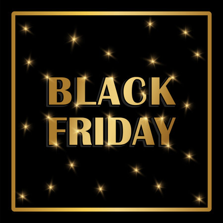 Black friday sale gold glitter background, Super friday sale logo for banner, web, header and flyer, design. Christmas and new year shopping. modern background vector illustrationのイラスト素材