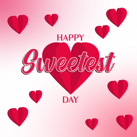 Happy Sweetest Day, Vector with text and heart shaped balloons, modern background vector illustrationのイラスト素材