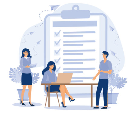 sign Distance Learning Contract, E-Learning Sign Contract. E-learning Around World. Student in Classroom, flat vector modern illustrationのイラスト素材