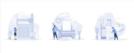 Characters planning finances. Personal finance and savings concept. flat vector modern illustrationのイラスト素材