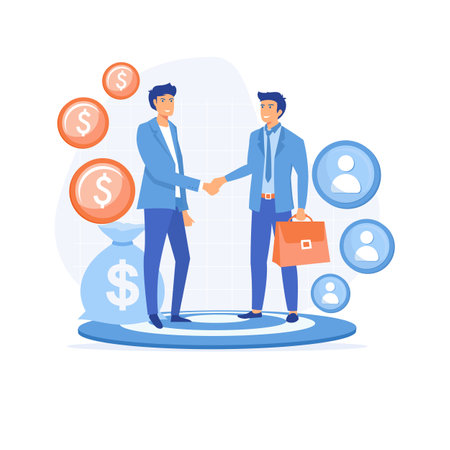 Professional marketers service, affiliate marketing, worldwide networking, flat vector modern illustrationのイラスト素材
