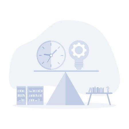Balance between time and cost of an idea. Payment of creativity. flat vector modern illustrationのイラスト素材