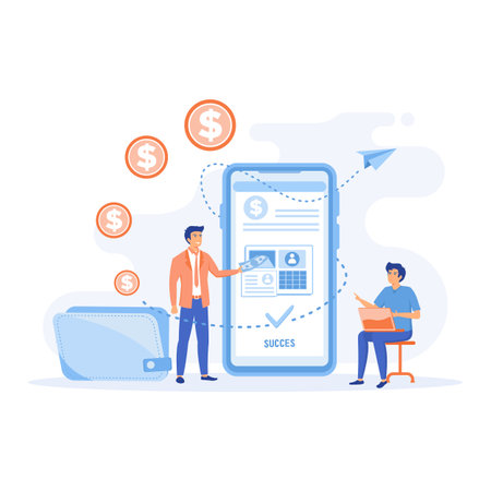 mobile banking concepts. Money transfer, cashback, digital wallet app, online transactions, flat vector modern illustrationのイラスト素材