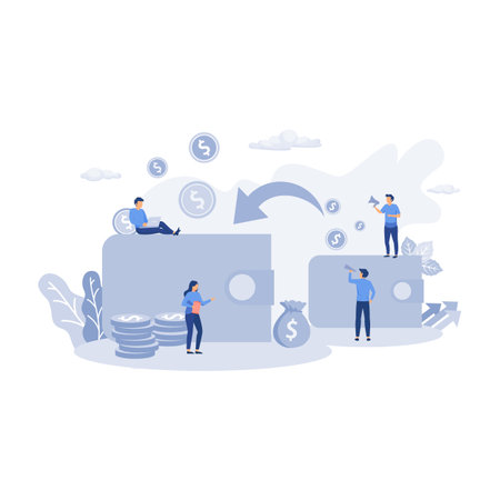 financial transactions, money transfer, banking. flat vector modern illustrationのイラスト素材