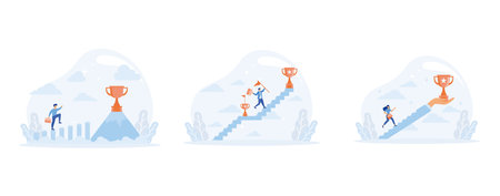 start up business to success. Continuous self development even after success, Inspiration for success. set flat vector modern illustrationのイラスト素材