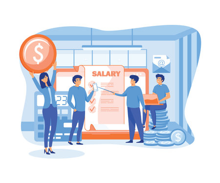 Payroll, Payroll Suitable for web landing pages, Wallpapers, Backgrounds, Cards, banners. flat vector modern illustrationのイラスト素材