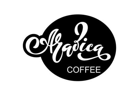 Arabica coffee icon. Vector illustration of handwritten lettering.のイラスト素材