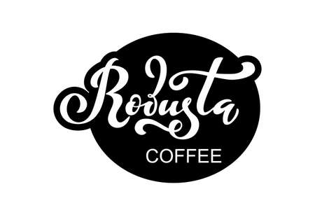 Robusta coffee icon. Vector illustration of handwritten lettering.のイラスト素材