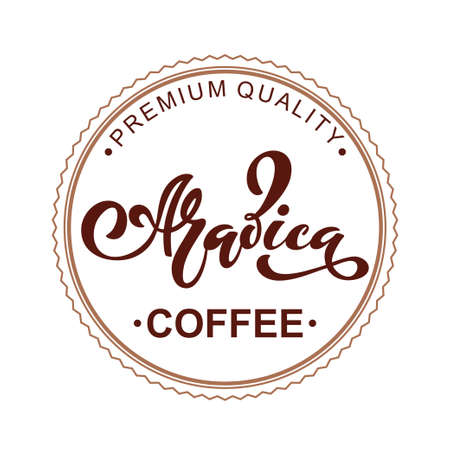 Arabica coffee icon. Vector illustration of handwritten lettering.のイラスト素材