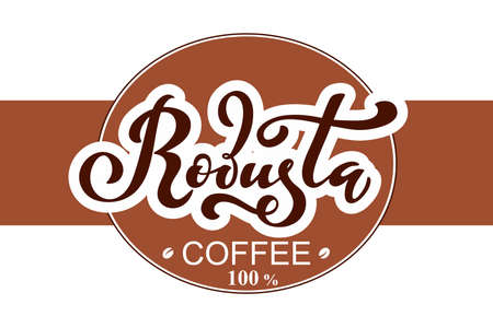 Robusta coffee illustration of handwritten lettering.のイラスト素材