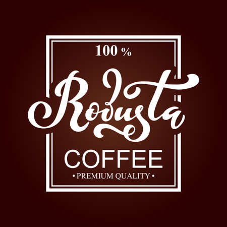 Robusta coffee illustration of handwritten lettering.のイラスト素材